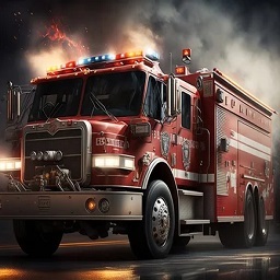 城市消防车救火